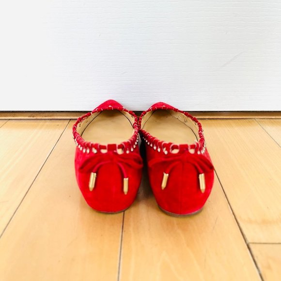 IVANKA Trump Red Suede Pointed Toe Ballet Flats Shoes Bow, Size 5 - Picture 5 of 6
